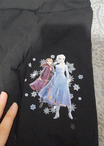 Kız Çocuk Siyah Baskılı Fermuarlı Tayt - Görsel 2