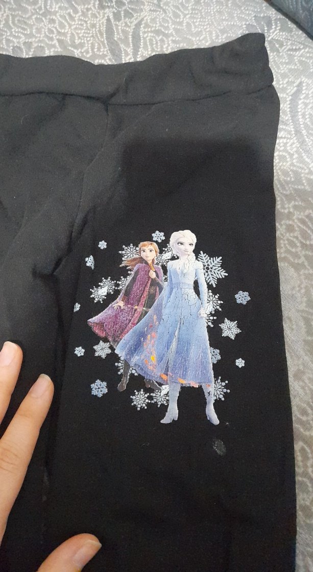 Kız Çocuk Siyah Baskılı Fermuarlı Tayt - Görsel 2