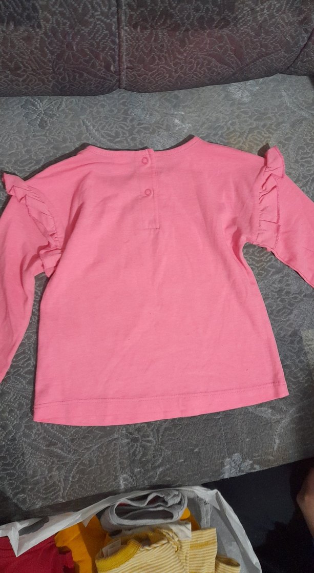 Kız Çocuk Pembe Uzun Kollu Fırfırlı Tişört - Görsel 3