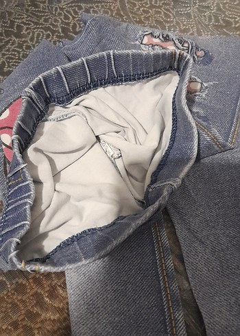 Kız Çocuk Gri Nakışlı  Pantolon görünümlü tayt - Görsel 4