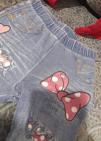 Kız Çocuk Gri Nakışlı  Pantolon görünümlü tayt - Görsel 6