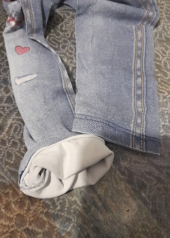 Kız Çocuk Gri Nakışlı  Pantolon görünümlü tayt - Görsel 5