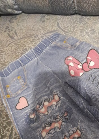 Kız Çocuk Gri Nakışlı  Pantolon görünümlü tayt - Görsel 2