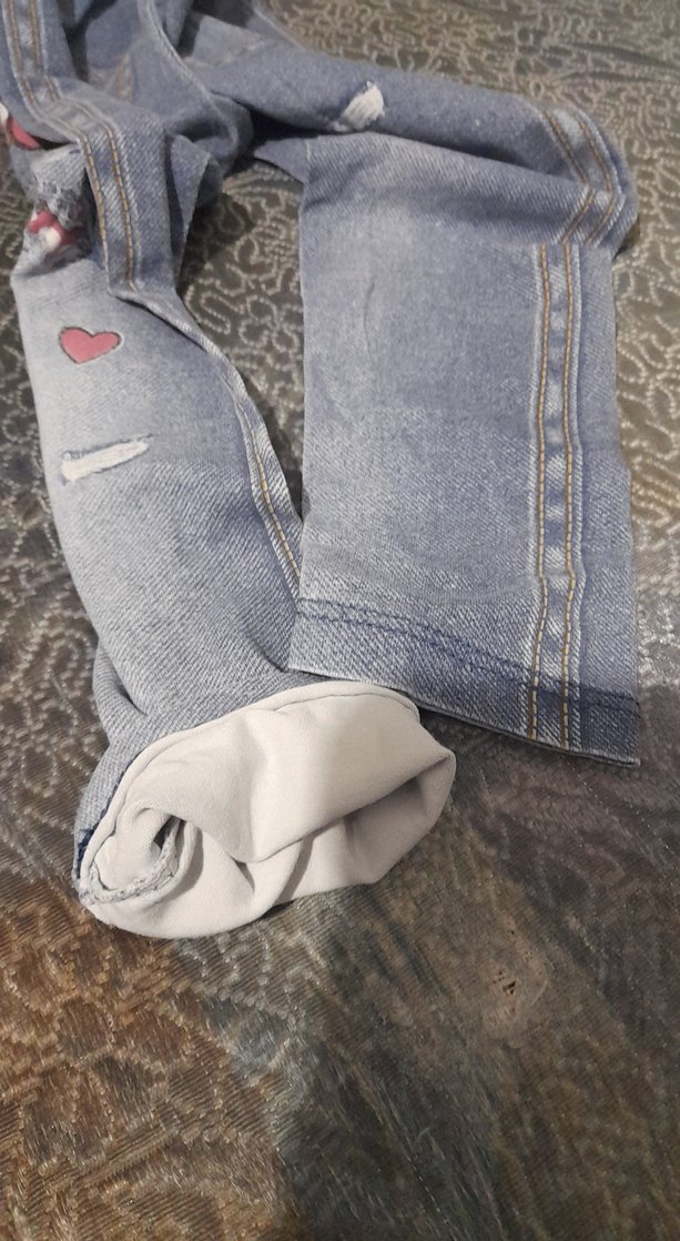 Kız Çocuk Gri Nakışlı  Pantolon görünümlü tayt - Görsel 5