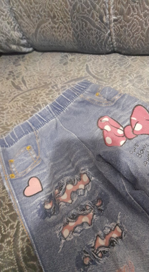 Kız Çocuk Gri Nakışlı  Pantolon görünümlü tayt - Görsel 2