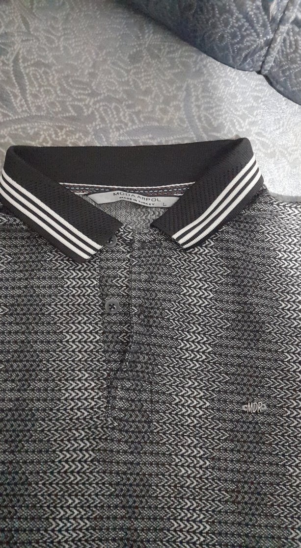 Gri Yılan Desenli Erkek Polo Tişört - Görsel 2