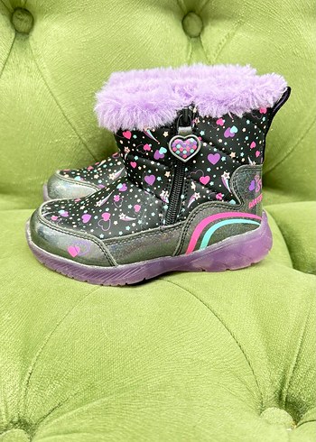 25 Beden Kız Çocuk Pembe Kauçuk Bot Velcro
