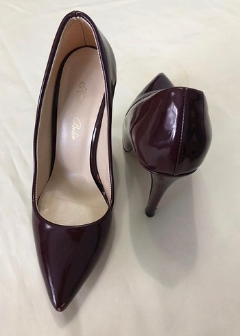 37 Beden Bordo Rugan Stiletto Topuklu Kadın Ayakkabı