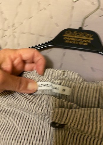 LC Waikiki LCW Gri Çizgili Keten Kadın Pantolon