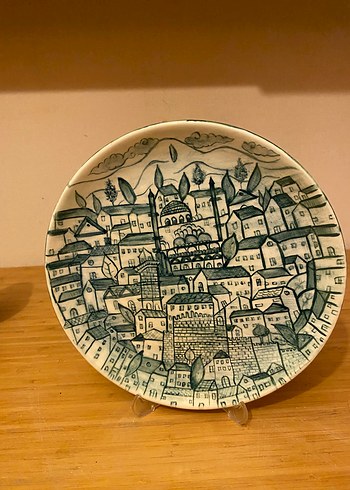 El Yapımı İtalya Evleri Desenli Tabak - Görsel 3