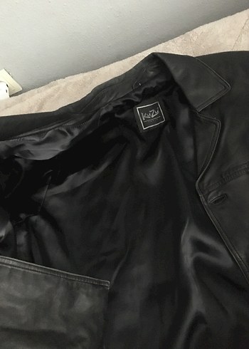Diğer Düğmeli Siyah Deri Biker Ceket