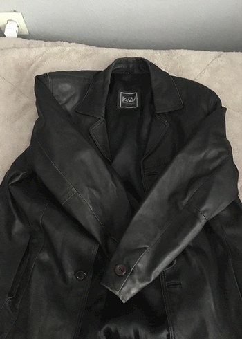 l Beden Düğmeli Siyah Deri Biker Ceket