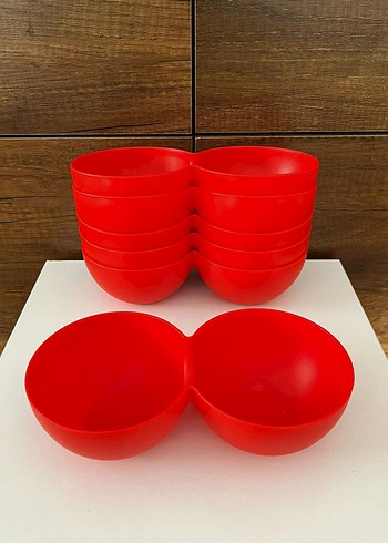 Kırmızı Çift Bölmeli Tabak Seti - Görsel 3