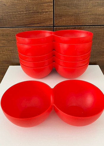 Kırmızı Çift Bölmeli Tabak Seti - Görsel 4