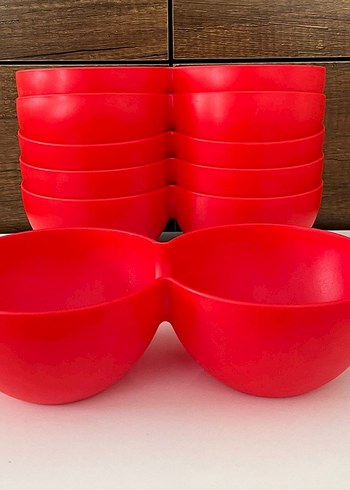 Kırmızı Çift Bölmeli Tabak Seti - Görsel 2