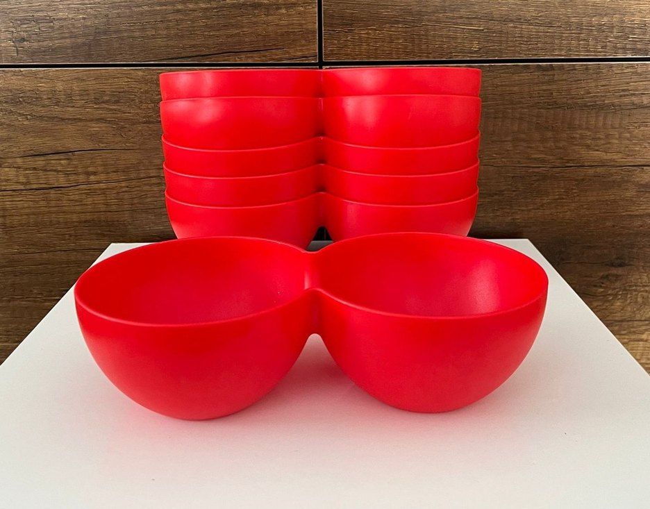 Kırmızı Çift Bölmeli Tabak Seti - Görsel 2