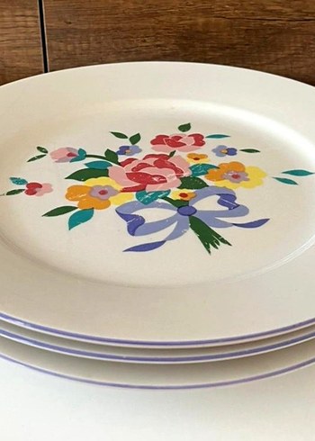 vintage porselen servis tabağı 3lü