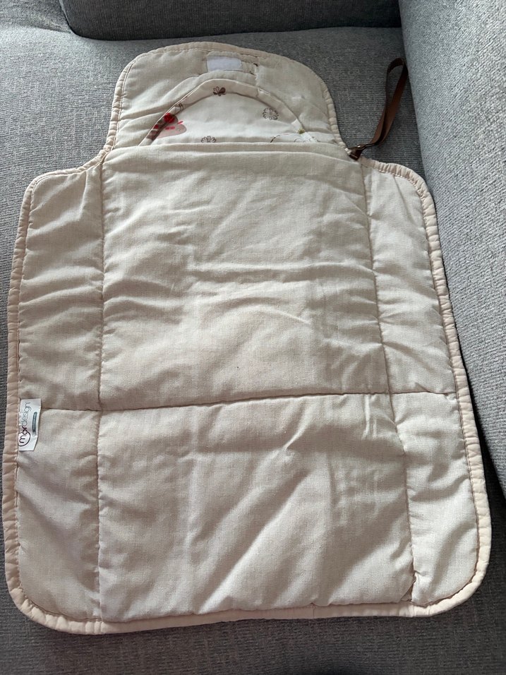 Baskılı Bej Bebek Çantası Alt Açma Minderi - Görsel 3