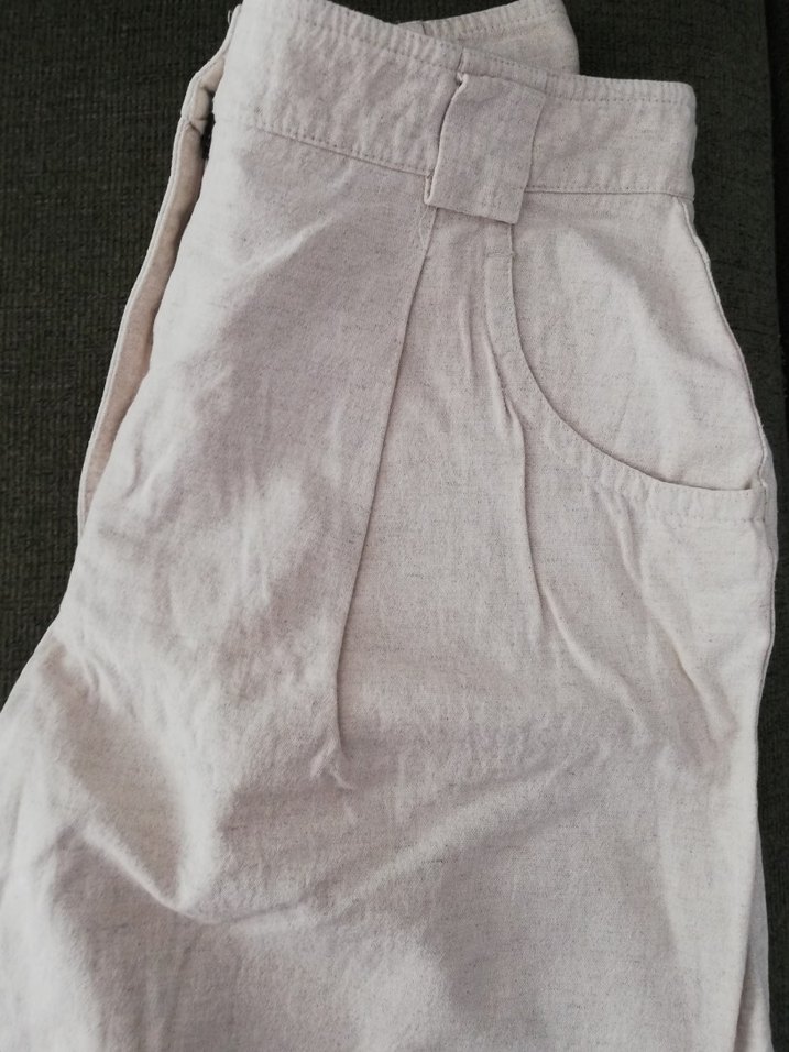 Bej Keten Kadın Bermuda Şort - Görsel 3