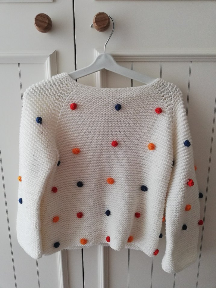 El Örgüsü Beyaz Puantiyeli Bohem Triko Hırka - Görsel 2