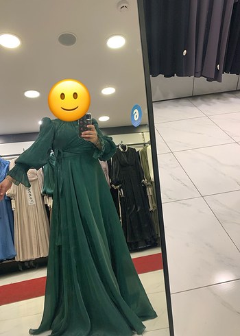 Abiye Yeşil Drapeli Uzun Bohem Kadın Elbise