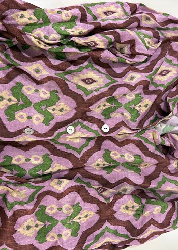 Pembe Bohem Uzun Kollu V Yakalı Gömlek - Görsel 2