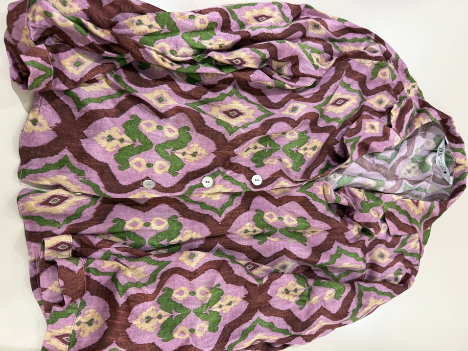 Pembe Bohem Uzun Kollu V Yakalı Gömlek - Görsel 2