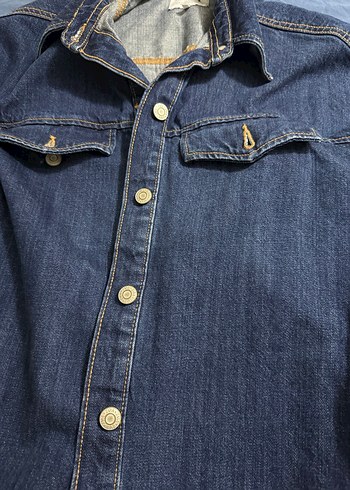 Kadın Lacivert Düğmeli Denim Ceket - Görsel 2