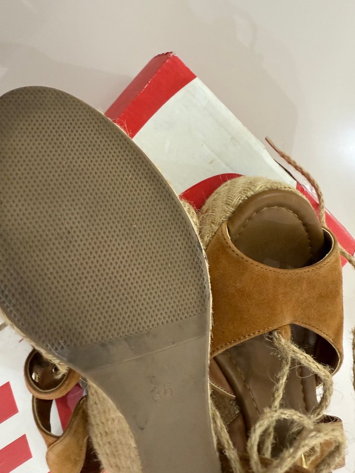 Kadın Kahverengi Süet Bağcıklı Dolgu Topuklu - Görsel 2