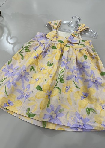 Çiçek Desenli Sarı Kız Çocuk Elbisesi - Görsel 2
