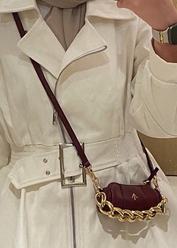 Manu Atelier Manu Atelier Bordo Deri Zincir Detaylı Kadın Çanta