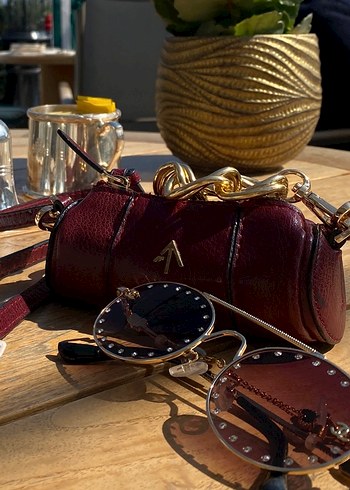 Beden Manu Atelier Bordo Deri Zincir Detaylı Kadın Çanta