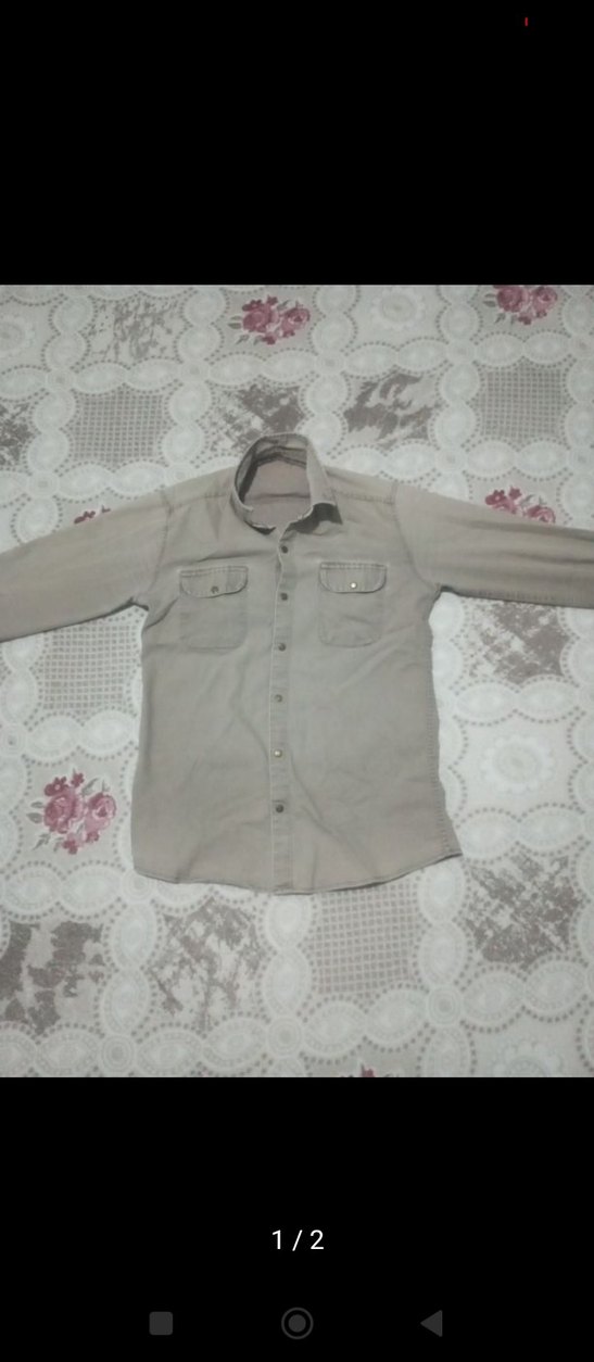 Bej Düğmeli Erkek Keten Gömlek - Görsel 2