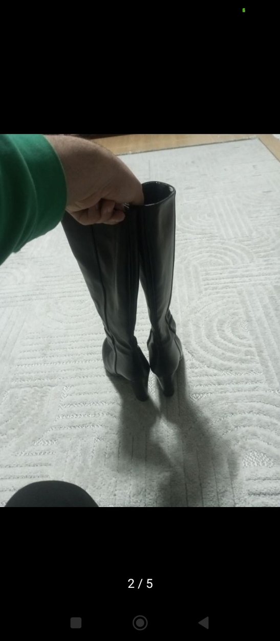 Siyah Rugan Topuklu Dizüstü Kadın Çizme - Görsel 2