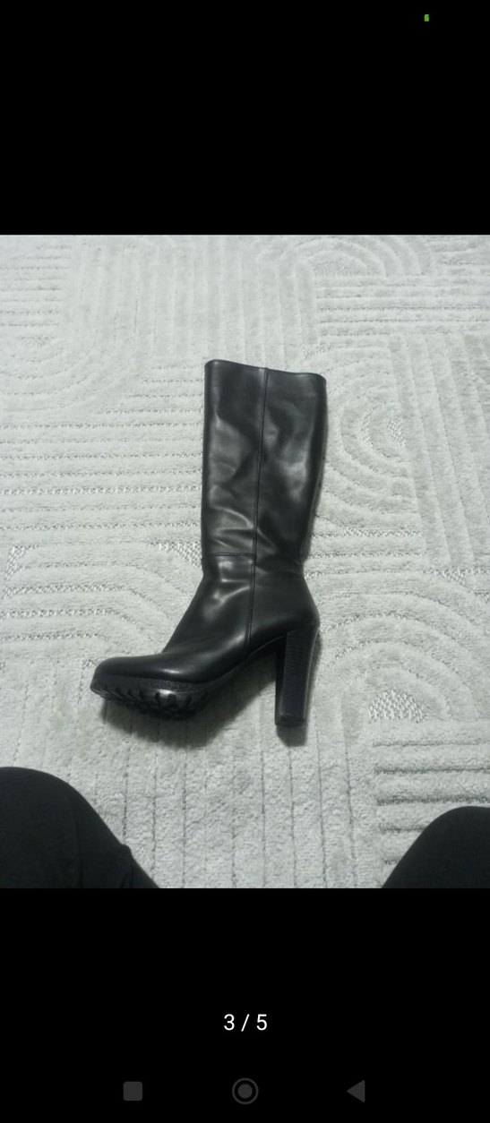 Siyah Rugan Topuklu Dizüstü Kadın Çizme - Görsel 3