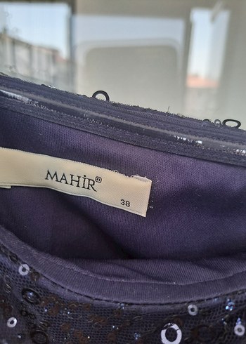 38 Beden Lacivert Drapeli Uzun Abiye Elbise