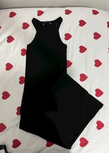 Siyah Uzun Yüksek Yakalı Kolsuz Elbise - Görsel 4