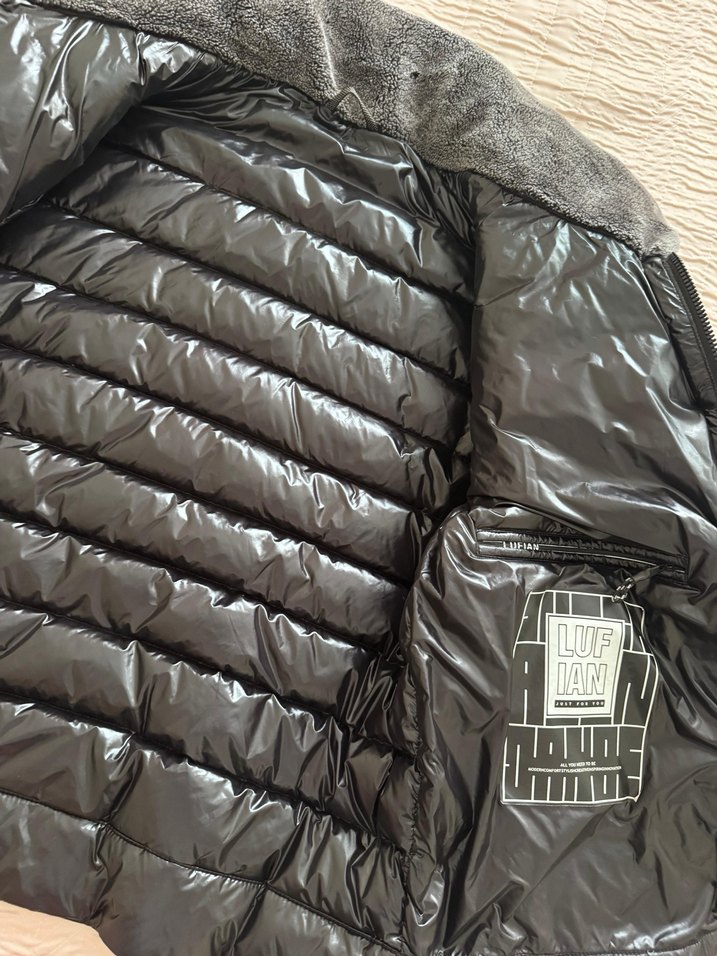 Siyah Parlak Erkek Şişme Mont - Görsel 2