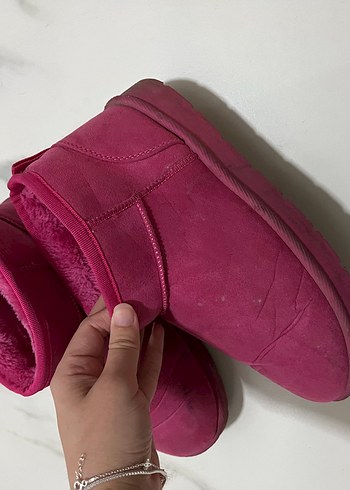 Pembe Süet Kürklü Topuklu Kadın Bot