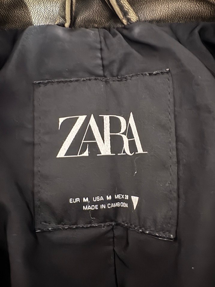 Zara haki deri ceket - Görsel 4