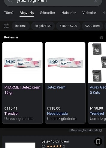 Jetex Ürünün agzi acildi sadece kullanilmadi