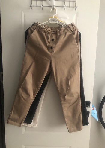 Düğmeli Bej Kadın Kumaş Pantolon kalem pantolon