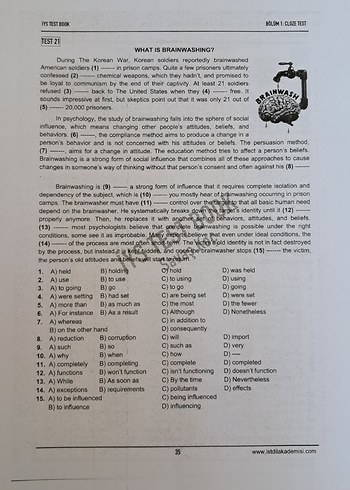 Beden Renk İngilizce Yeterlilik Sınavı Test Kitabı Cevap Anahtarlı