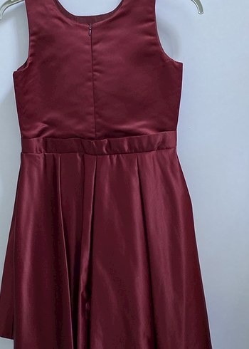 Diğer Kız Çocuk Bordo Saten Piliseli Elbise