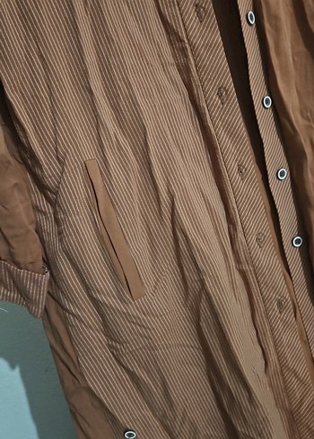 Düğmeli kremit rengi Uzun tensel Tunik - Görsel 4