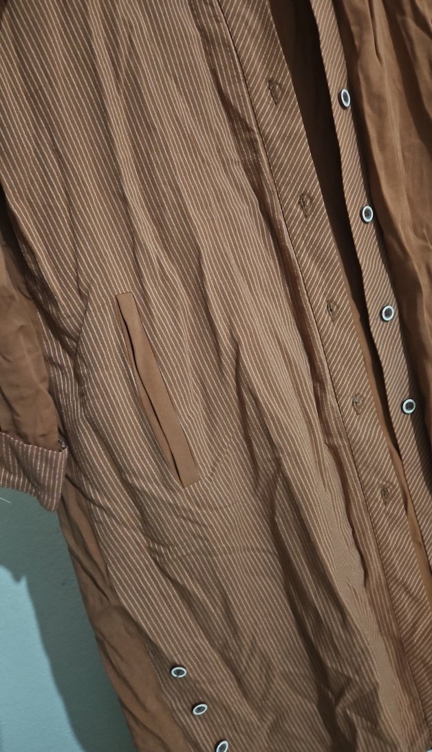 Düğmeli kremit rengi Uzun tensel Tunik - Görsel 4