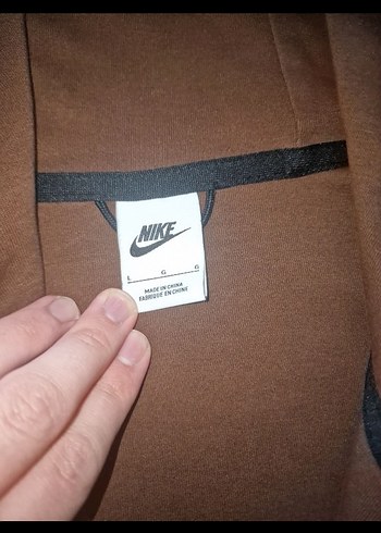 l Beden kahverengi Renk Nike Erkek tech Kahverengi Fermuarlı Sweatshirt