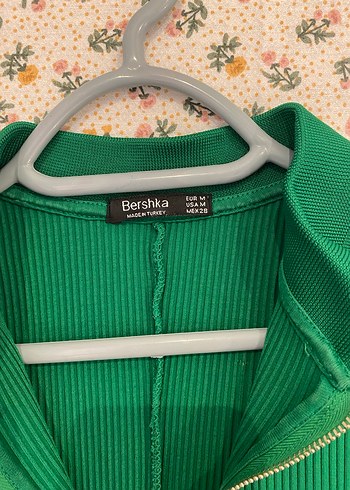 Bershka Yeşil Fermuarlı Kısa Kollu Elbise