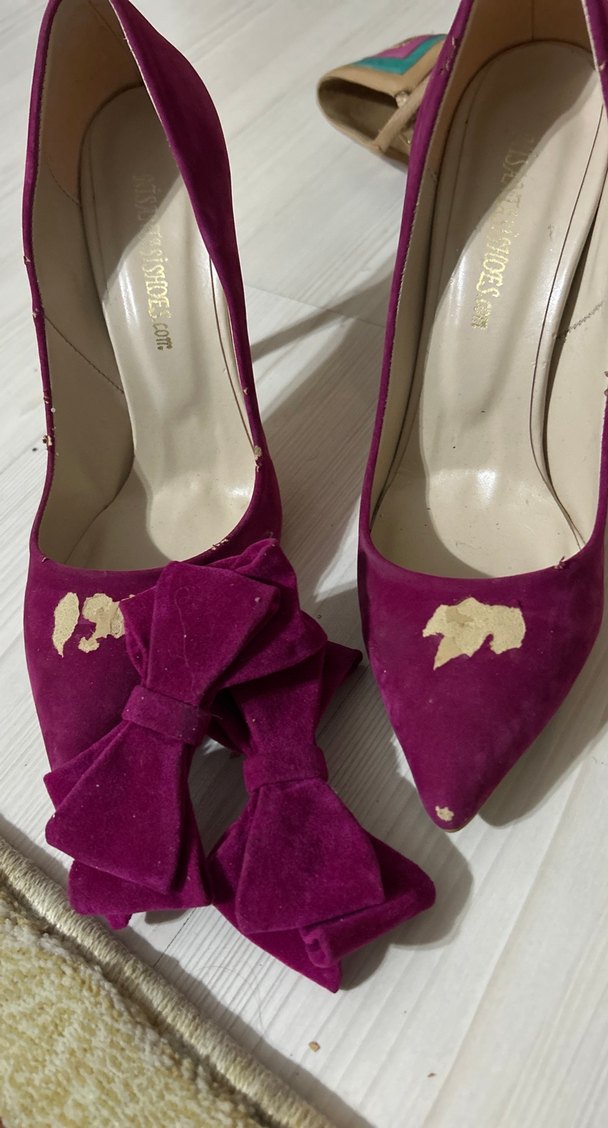 Mor Süet Stiletto Topuklu Kadın Ayakkabı - Görsel 3