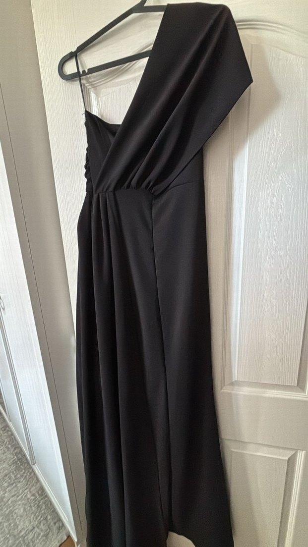 Drapeli Siyah Uzun Abiye Elbise - Görsel 3